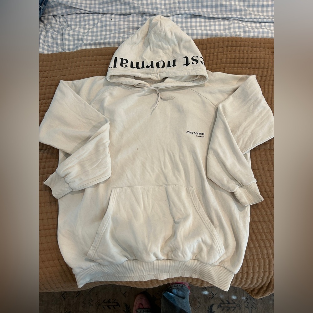 C’est Normal Oversized Hoodie – Cream – Size XL